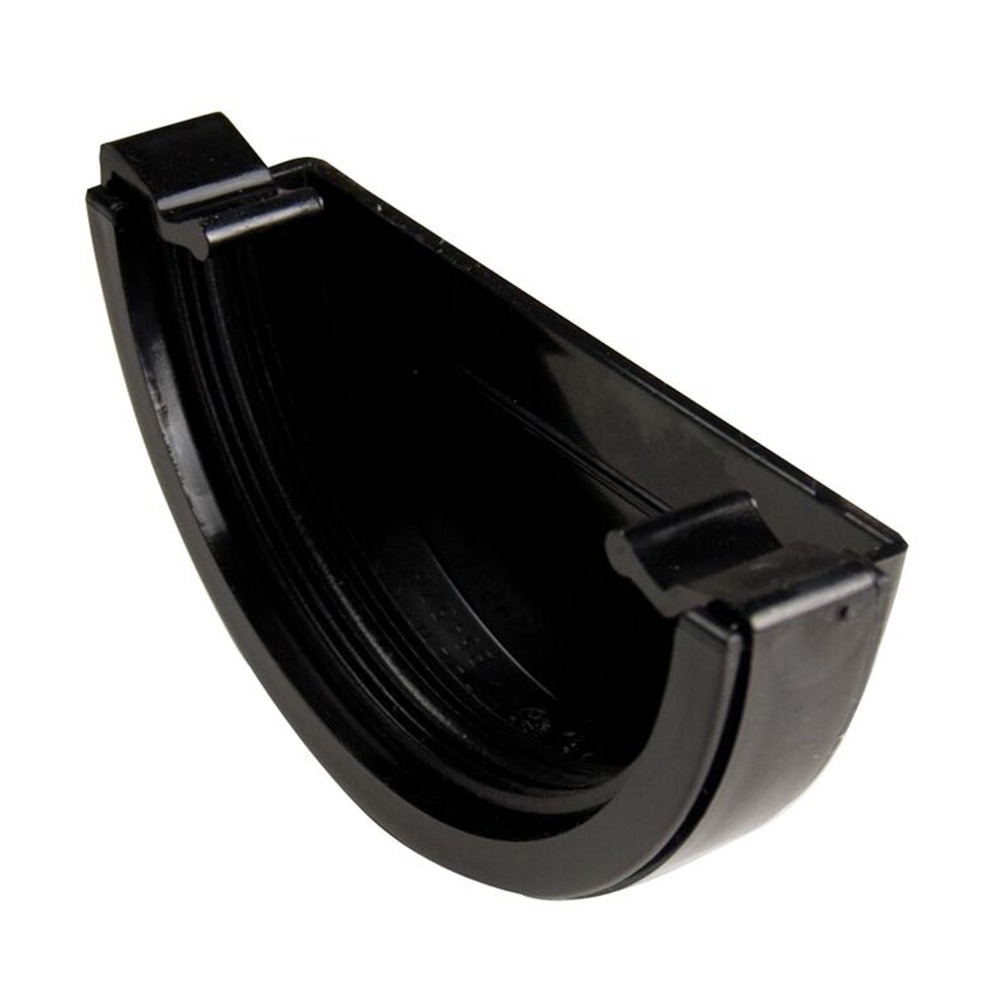 Black 112mm Half Round External Gutter Stop End (Kayflow)