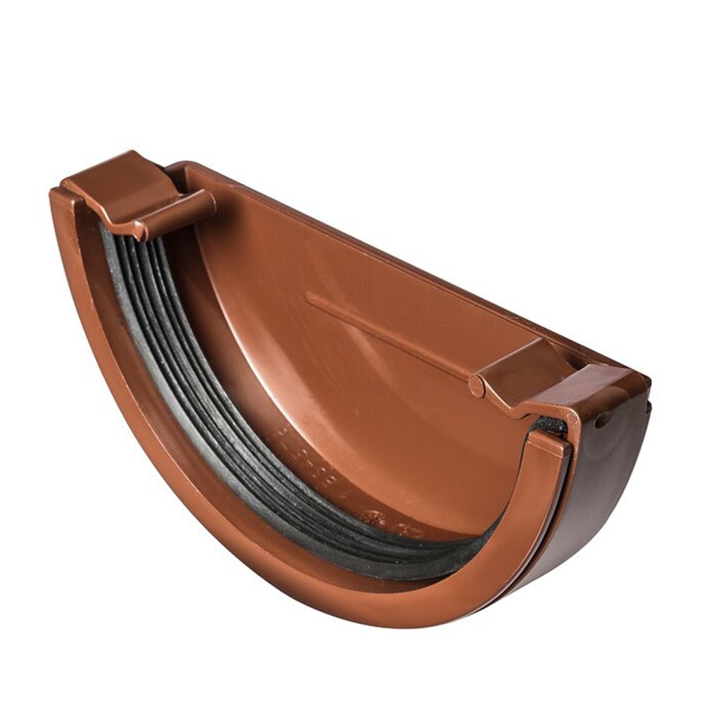 Brown 112mm Half Round External Gutter Stop End (Kayflow)