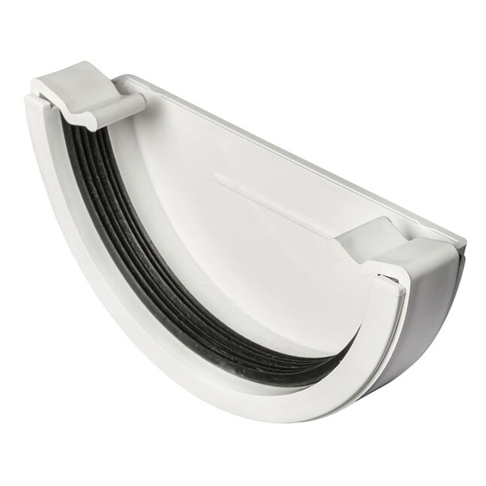 White 112mm Half Round External Stopend