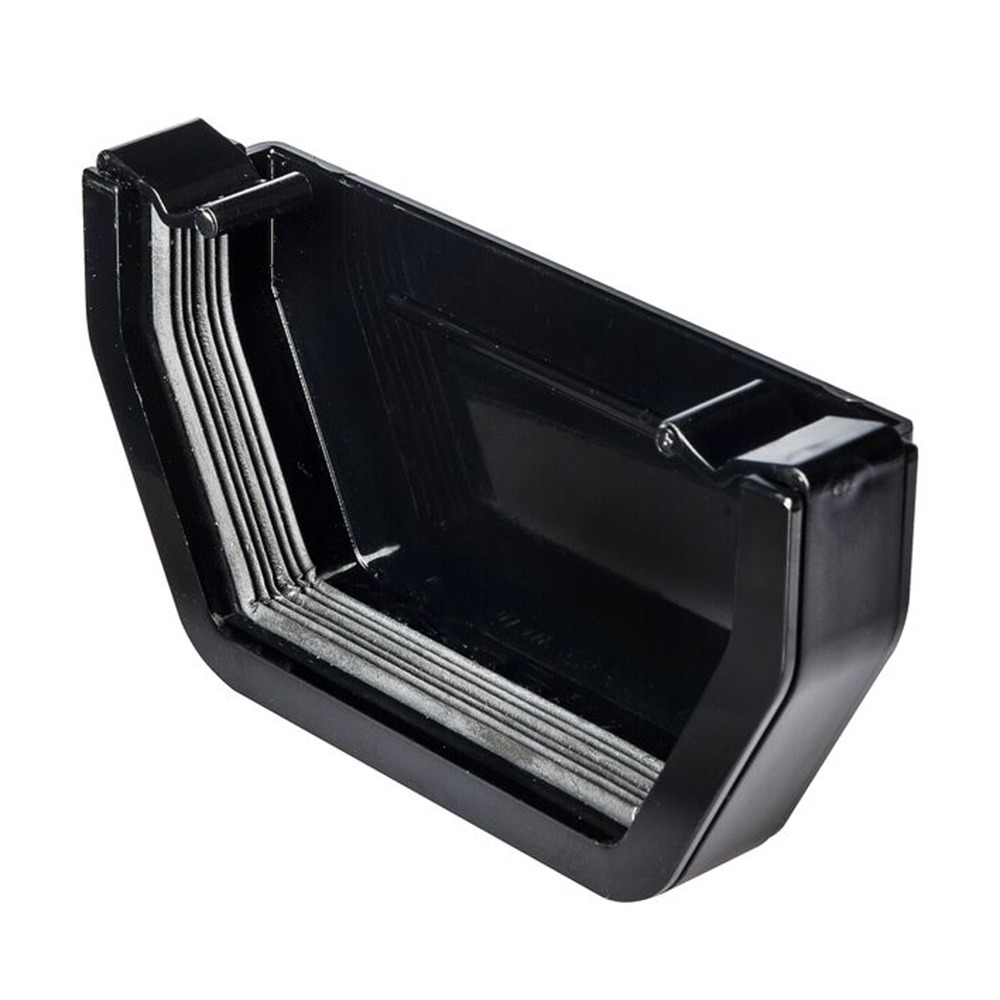 Black 117mm Square External Gutter Stop End (Kayflow)
