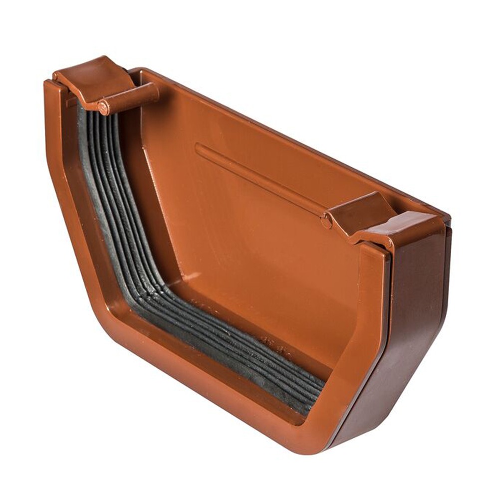 Brown 117mm Square External Gutter Stop End (Kayflow)