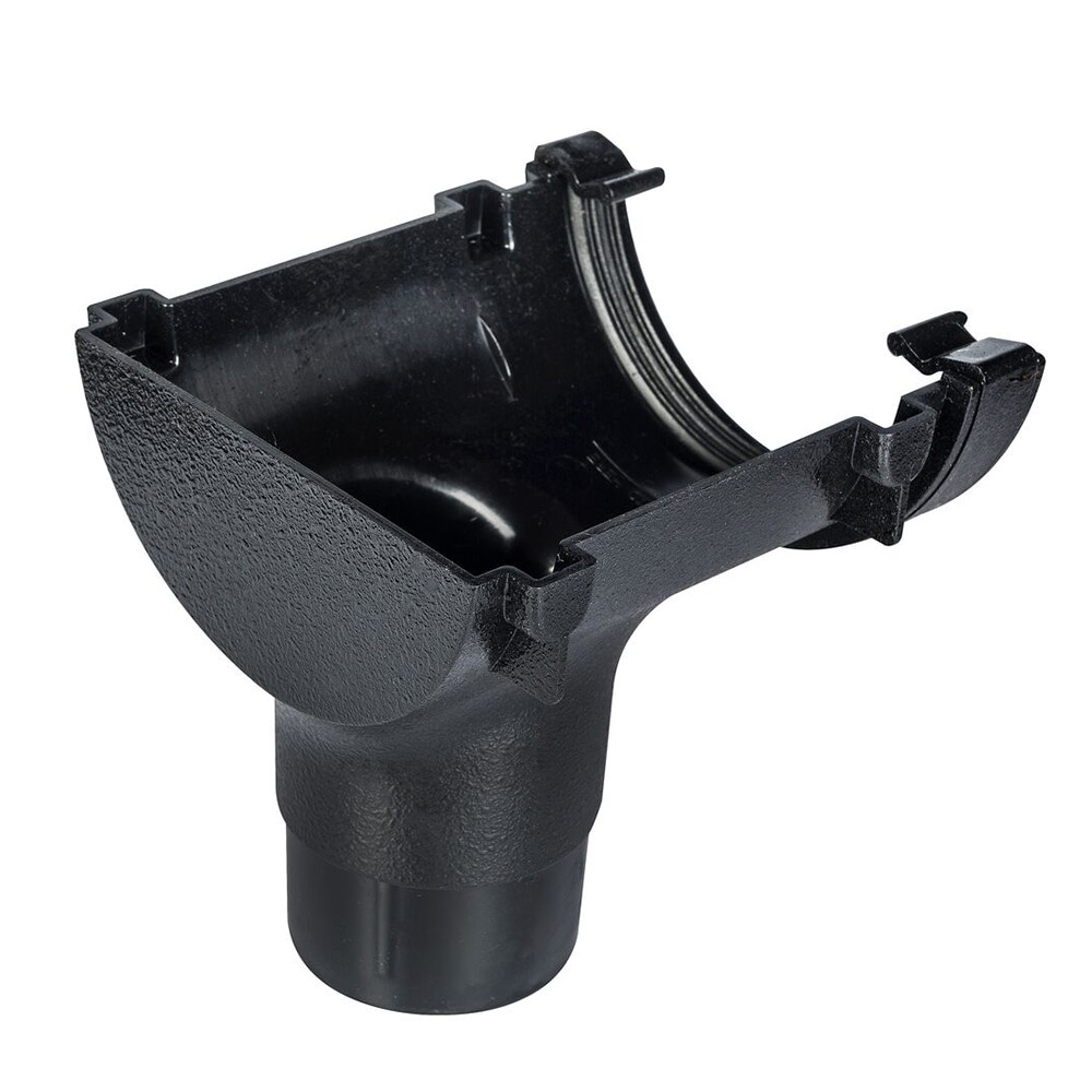 Cast Iron Effect 112mm Half Round to 68mm Round Downpipe Gutter Stop End Outlet (Kayflow)