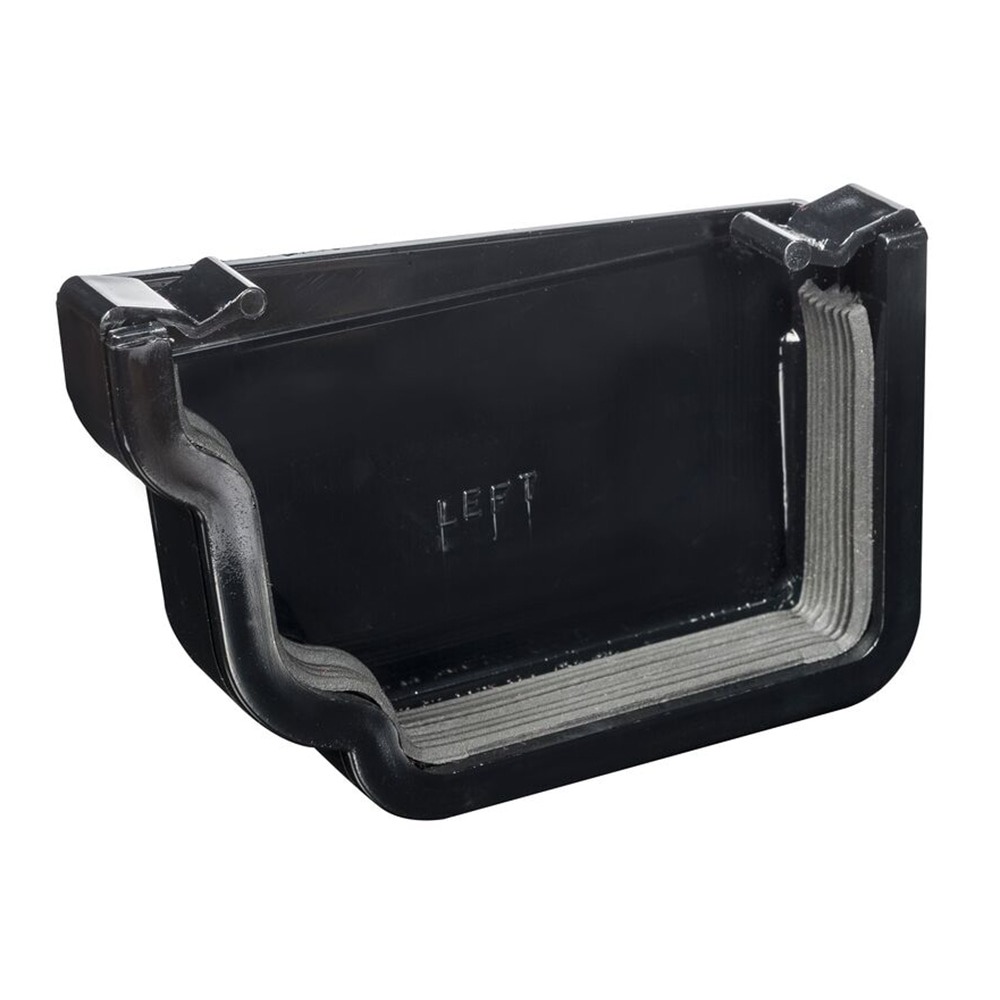 Black 120mm Ogee Left Hand External Gutter Stop End (Kayflow)