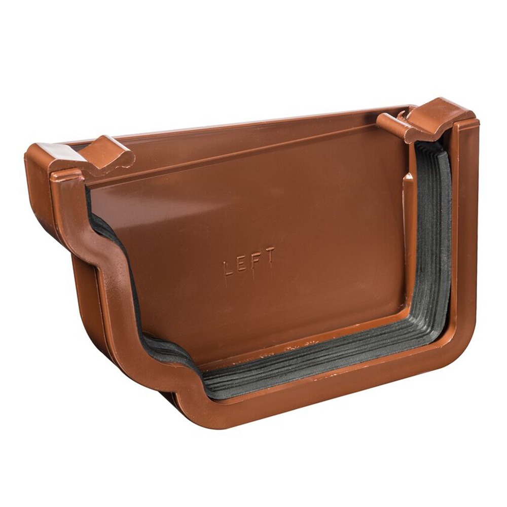 Brown 120mm Ogee Left Hand External Gutter Stop End (Kayflow)