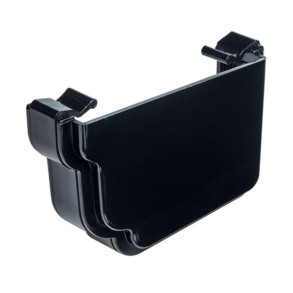Black 120mm Ogee Right Hand External Gutter Stop End (Kayflow)