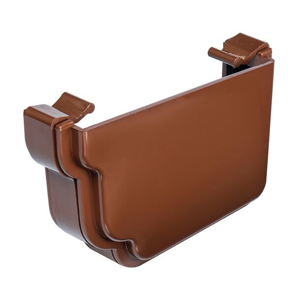 Brown 120mm Ogee Right Hand External Gutter Stop End (Kayflow)