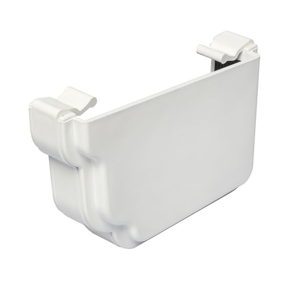 White 120mm Ogee Right Hand External Gutter Stop End (Kayflow)
