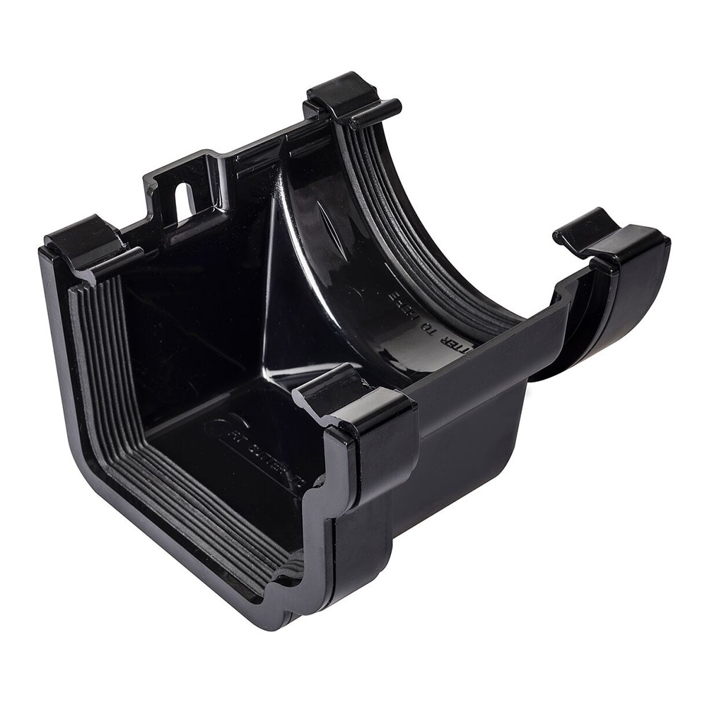Black 112mm Half Round To 120mm Ogee Left Hand Gutter Adaptor (Kayflow)
