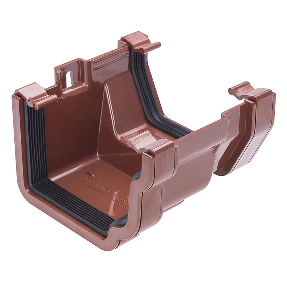 Brown 112mm Half Round To 120mm Ogee Left Hand Gutter Adaptor (Kayflow)