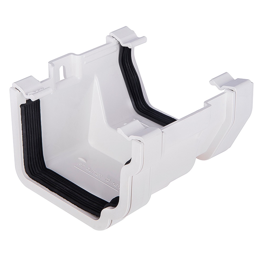 White 117mm Ogee to Square Gutter Adaptor (Kayflow)